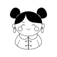 Chinese New Year icon lineart black white ready to color. Cute icon set vector