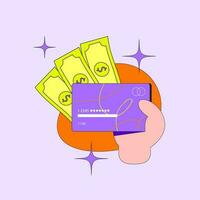 Credit card usage for shopping, loans, etc. vector