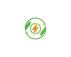 Technology green energy logo design with electric bolt symbol vector concept.