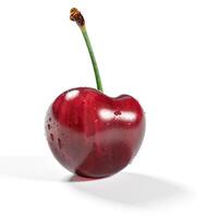 Fresh red cherry isolated on white background. photo