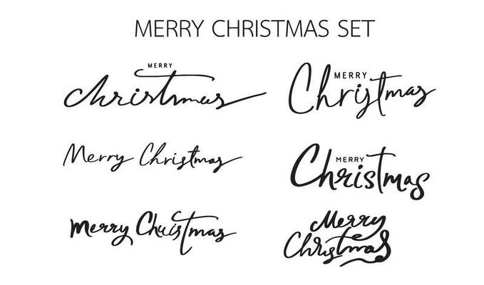 Merry Christmas set collection text calligraphy hand written symbol decoration ornament happy new year merry christmas season greeting december winter time calendar vector illustration celebration