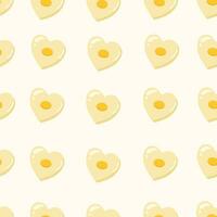 Seamless pattern with cute egg. Broken eggs seamless pattern. Scrambled eggs. Breakfast background. Background for notebooks, textbooks, school and education topics. Vector illustration