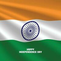 Vector illustration of waving indian flag. Happy Independence Day