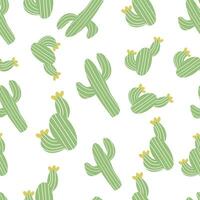 linda cactus sin costura modelo. repitiendo diseño elemento para impresión en tela. jardinería y amor para naturaleza y ambiente. dibujos animados plano vector ilustración