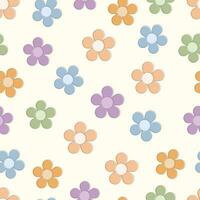 Seamless pattern with cute flower background vector illustration. Flowers style arranged. Colorful flowers.