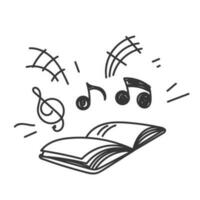 hand drawn doodle music book illustration vector isolated