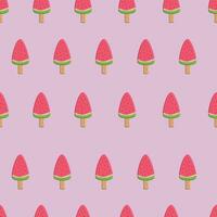 Cute watermelon popsicles Seamless pattern. Vector perfect for a summer background with scattered watermelon slices.