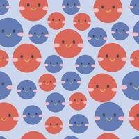 Seamless pattern with red and blue emoticons on blue background. Emoji background. Icons design in flat style. Vector illustration.