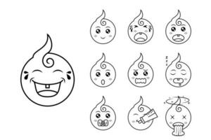 set of baby emoticon expressions. sketch, line and simple style. laugh, smile, confused, sad, cry, hurt and happy. used for icon, sticker or logo vector