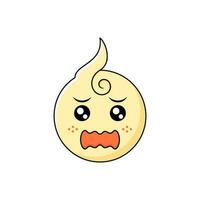 sad expression. cute baby emoticon. color, flat and simple outline style. used for icon, sticker or logo vector