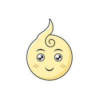 smile expression. cute baby emoticon. color, flat and simple outline style. used for icon, sticker or logo vector