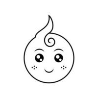 cute baby line icon. smile expression. sketch, minimal and simple style. used for icon, sticker or logo vector