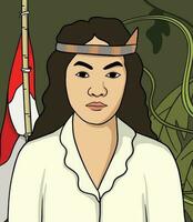 Martha Christina Tiahahu portrait illustration. Happy Indonesian National Heroes day vector