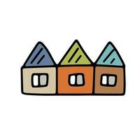 Doodle house. Funny primitive sketch scribble style. Hand drawn toy build vector illustration.