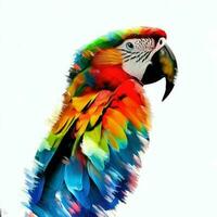 Ara parrot in a watercolor style on a white background close-up photo