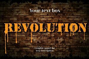 Graphic panel with text inscription REVOLUTION. vector