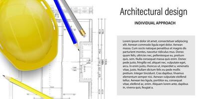 Design for decoration of a construction company with elements of tools and protective equipment vector