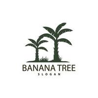 Banana Tree Logo, Banana Tree Simple Silhouette Design, Plant Icon Symbol Vector Illustration