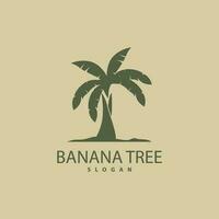 Banana Tree Logo, Banana Tree Simple Silhouette Design, Plant Icon Symbol Vector Illustration