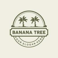 Banana Tree Logo, Banana Tree Simple Silhouette Design, Plant Icon Symbol Vector Illustration