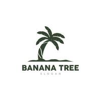 Banana Tree Logo, Banana Tree Simple Silhouette Design, Plant Icon Symbol Vector Illustration