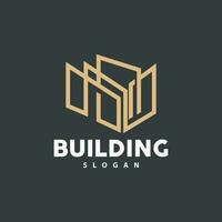 Building Logo, Vector For Building Construction, Premium Simple Line Design