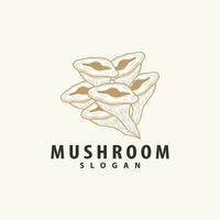 Mushroom Logo, Retro Minimalist Design, Food Vector, Mushroom Plant, Icon Illustration Symbol vector