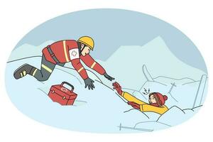 Lifesaver help person from avalanche vector