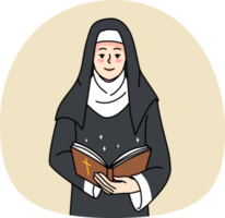 Sister nun hold bible pray to god png