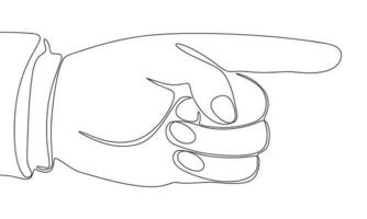 One line continuous forefinger. Business concept banner in line art hand drawing style. Outline vector illustration.