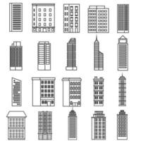 Skyscraper icon vector set. Building illustration sign collection. high-rise building symbol. architecture logo.