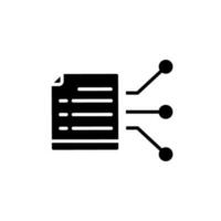 Storage and analysis vector icon. big data processing technology illustration sign. Manual document symbol. cogwheel and paper file logo.