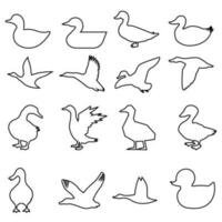 Pato icono vector colocar. pájaro ilustración firmar recopilación. caza símbolo. ganso logo.