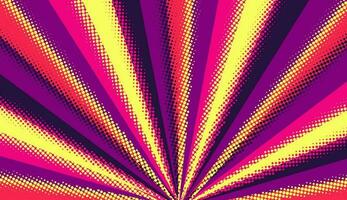 Purplish-yellow crimson background of rays of light with a halftone effect in the style of manga, comics. vector