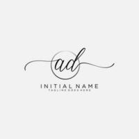 AD logo Initial handwriting or handwritten for identity. Logo with signature and hand drawn style. vector