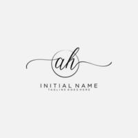 AH logo Initial handwriting or handwritten for identity. Logo with signature and hand drawn style. vector