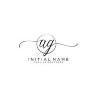 AG logo Initial handwriting or handwritten for identity. Logo with signature and hand drawn style. vector