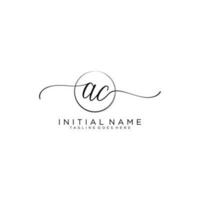 AC logo Initial handwriting or handwritten for identity. Logo with signature and hand drawn style. vector