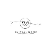 AO logo Initial handwriting or handwritten for identity. Logo with signature and hand drawn style. vector