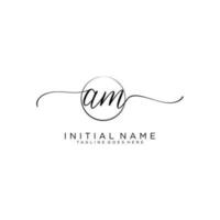 AM logo Initial handwriting or handwritten for identity. Logo with signature and hand drawn style. vector