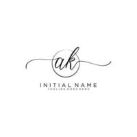 AK logo Initial handwriting or handwritten for identity. Logo with signature and hand drawn style. vector