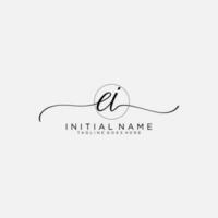 EI logo Initial handwriting or handwritten for identity. Logo with signature and hand drawn style. vector