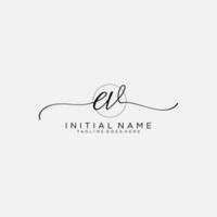 EV logo Initial handwriting or handwritten for identity. Logo with signature and hand drawn style. vector