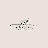 FD logo Initial handwriting or handwritten for identity. Logo with signature and hand drawn style. vector