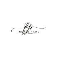 FP logo Initial handwriting or handwritten for identity. Logo with signature and hand drawn style. vector