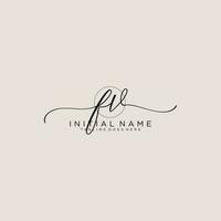 FV logo Initial handwriting or handwritten for identity. Logo with signature and hand drawn style. vector