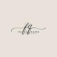 FQ logo Initial handwriting or handwritten for identity. Logo with signature and hand drawn style. vector