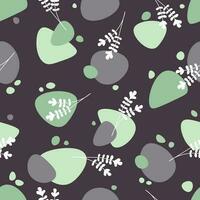 Seamless pattern with leaves on a spotted background. Print for clothes, bed linen, tablecloths. Vector illustration