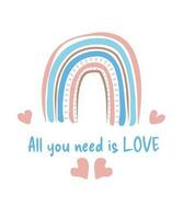 Poster All you need is love. Simple stylish rainbow on a white background. Vector image