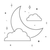 half moon cloud and star element vector